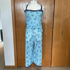 Jones New York Teal/Navy 2-Piece Pajama Set Size M